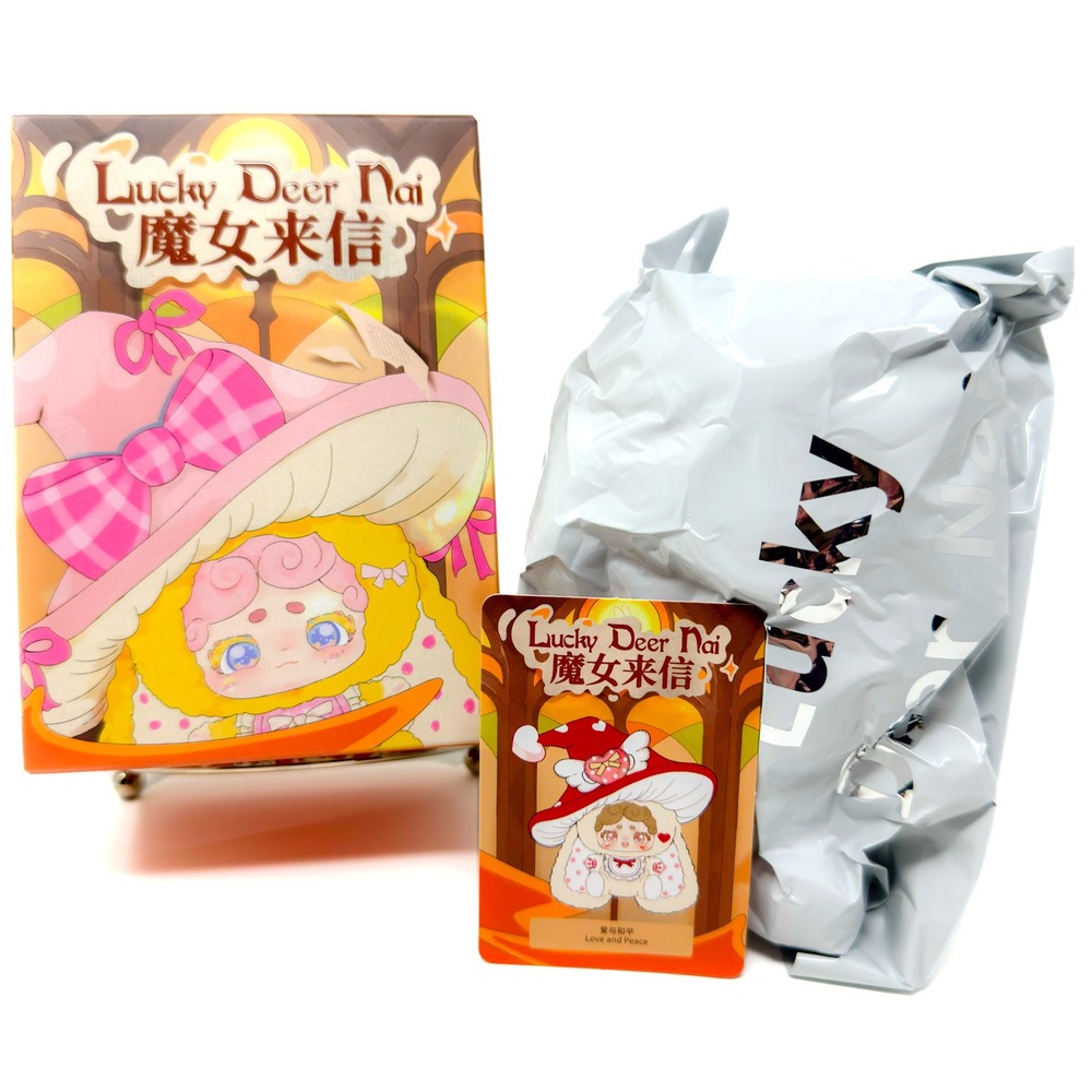 Lucky Deer Nai Witch's Letter Love and‎ Peace Plush Blind Box Mushroom Hat Bunny - Picture 2 of 3